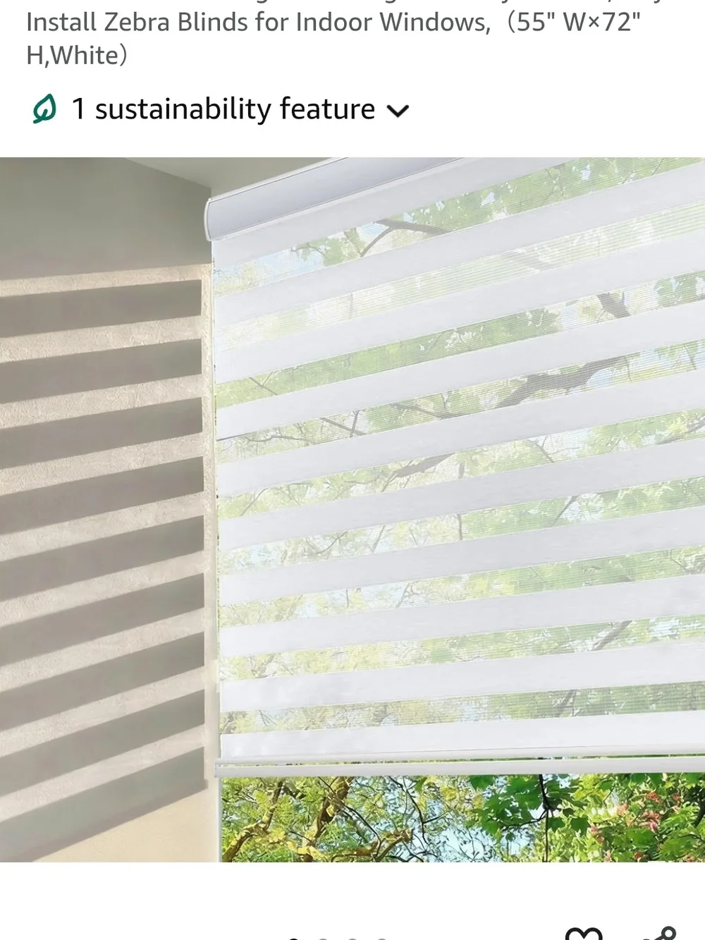 Zebra Window Roller Shade - White